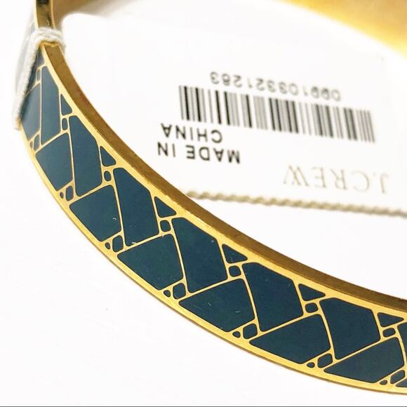 J. Crew Green & Gold Etched Bangle Bracelet New - Picture 2 of 4